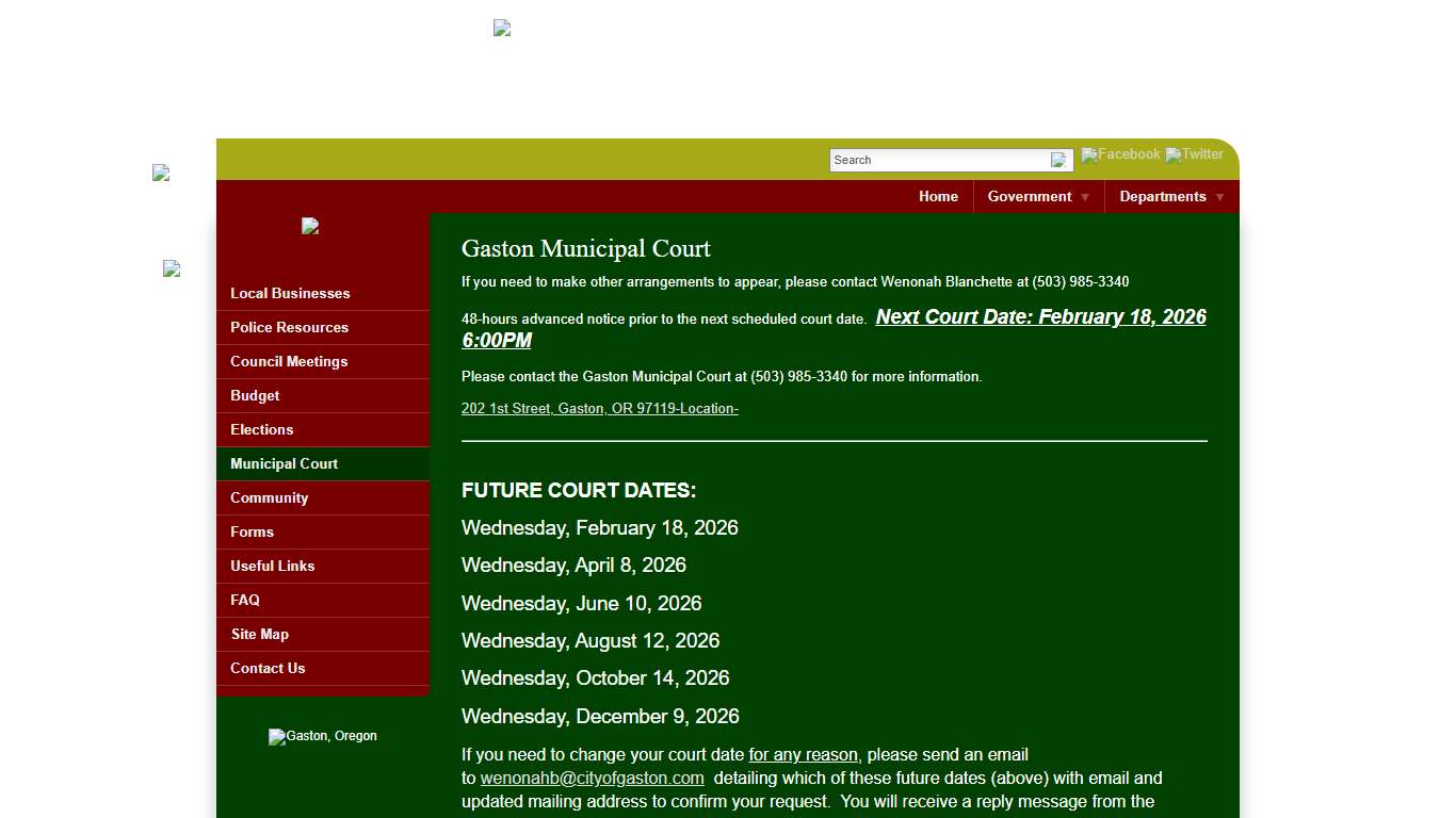 Municipal Court - City of Gaston